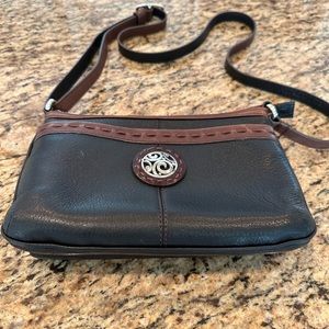 Brighton brown/black leather crossbody organizer